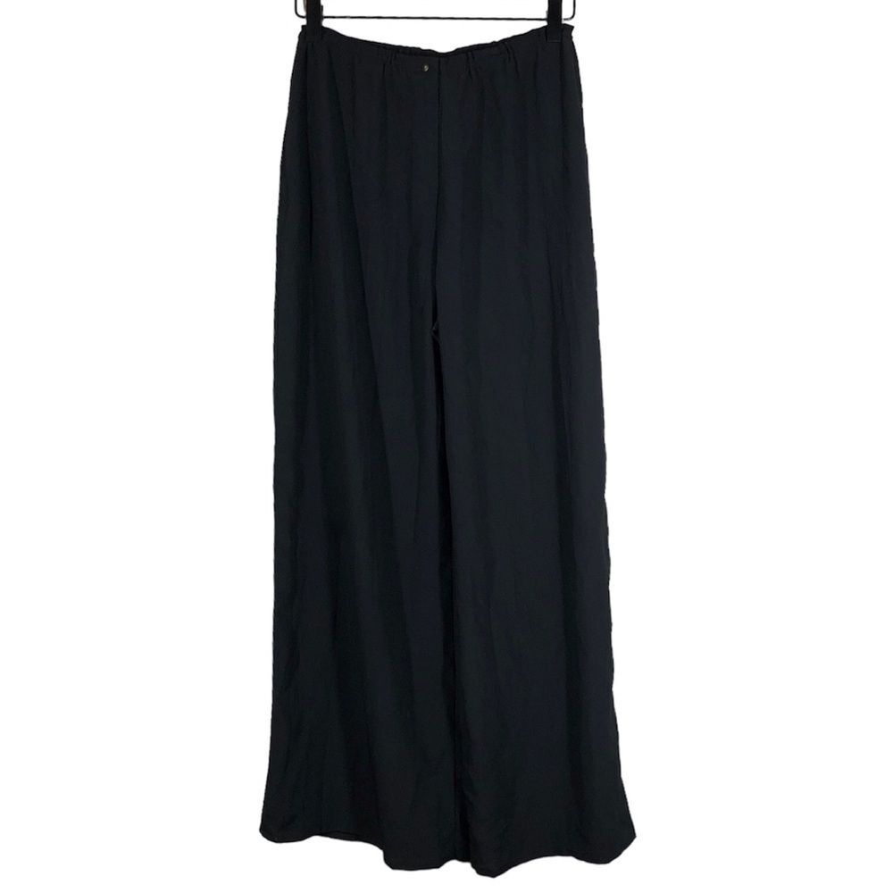Babette Black Pleated Semi Sheer Wide Leg Pants Crinkle Size Small/P